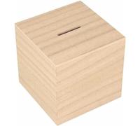 Hucha cuadrada madera 8,7 x 8,7 cm