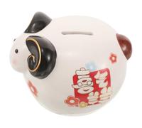Hucha de Ahorros de Cerámica Ranura y Tapa Inferior, Oveja | Diseño Festivo del Zodiaco, Almacenamiento y Retirada de Monedas, para Año Lunar y Salón