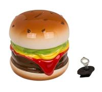 Hucha de cerámica con candado, diseño Hamburguesa