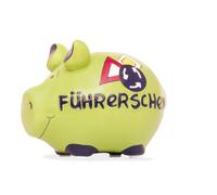 Hucha de cerdo con texto en alemán "Führerschein" - cerámica, pequeña