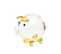 Hucha de cristal transparente, bonita forma de cerdo, ligera, para ahorro de animales (estilo dorado 2)