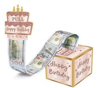 Hucha de cumpleaños con 30 bolsas transparentes, soporte extraíble para dinero en efectivo con tarjeta de feliz cumpleaños y calcomanías de bricolaje, divertida idea de regalo sorpresa para cualquier