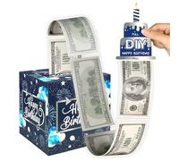 Hucha de cumpleaños para dinero en efectivo, hucha de feliz cumpleaños con calcomanías de bricolaje para cualquier edad, cajas de dinero sorpresa con tarjeta extraíble para pastel y 100 bolsas