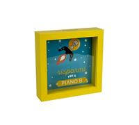 Hucha de diseño Plano B, Marco Amarillo 16 x 16 cm, Decorativo con Motivo Espacial