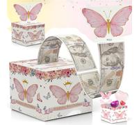 Hucha de feliz cumpleaños para dinero en efectivo, caja de regalo sorpresa con tarjeta extraíble y 30 bolsas transparentes, formas divertidas de dar dinero como regalo para padres, amantes, niños y