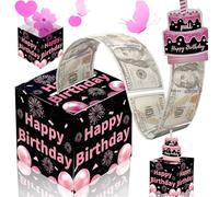 Hucha de feliz cumpleaños para dinero en efectivo, caja de regalo sorpresa con tarjeta extraíble y 30 bolsas transparentes, formas divertidas de dar dinero como regalo para padres, amantes, niños y