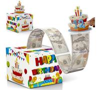 Hucha de feliz cumpleaños para dinero en efectivo, caja de rollo de dinero sorpresa con tarjeta extraíble y 30 bolsas transparentes, juego de bricolaje, formas divertidas de dar dinero como regalo