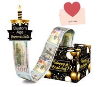 Hucha de feliz cumpleaños para regalo en efectivo, caja de regalo de dinero con calcomanías de bricolaje para cualquier edad, regalo de cumpleaños para niño y niña, caja de dinero en efectivo, regalo