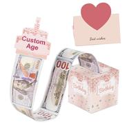 Hucha de feliz cumpleaños para regalo en efectivo, caja de regalo de dinero con calcomanías de bricolaje para cualquier edad, regalo de cumpleaños para niño y niña, caja de dinero en efectivo, regalo