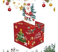 Hucha de Feliz Navidad | Soporte para dinero en efectivo | Caja de regalo sorpresa de Navidad | Regalo desplegable de papel de 12 cm con 50 bolsas y tarjeta - Diversión para familiares, amigos
