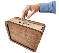 Hucha de Madera, 17 x 12,5 x 7 cm Hucha con Objetivo de Depósito 2 Agujero para Billetes y Monedas Regalos de Cumpleaños Creativos y Prácticos para Niños Adolescentes Adultos