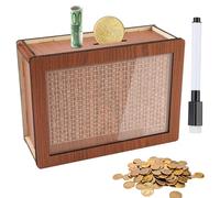 Hucha de Madera €5,000 Hucha con Contador Caja de Ahorros Retro Reutilizable Viene con Hoja Acrílica con Ahorro y Números Marcador Ayudar a Los Niños a Desarrollar el Hábito de Ahorr
