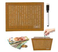 Hucha de madera, caja de almacenamiento retro con marcador, caja económica, reutilizable con objetivo de ahorro y números para tictac, ayuda a los niños al hábito de ahorrar