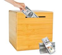 Hucha de madera, caja de dinero, hucha de madera, caja de donación, caja de dinero con ranura, huchas de madera, hucha, hucha, caja de ahorro, caja de ahorro de dinero para billetes, caja de madera