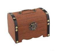 Hucha de madera con cerradura y llave, caja de coleccionista de monedas retro para ahorrar dinero en efectivo, alcancía segura con tapa abatible, elegante caja de almacenamiento para organización del