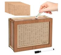 Hucha de Madera con Contador, Caja de Dinero con Objetivo Ahorro y Números para Marcar de Tictac €500 €1,000 €2,000 €3,000 €5,000 €10,000, Reutilizable Hucha de Monedas para Niños y Adultos