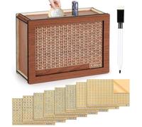 Hucha de Madera con Contador, con 8 Pegatinas de Objetivos Diferentes y 1 Marcador, Hucha con Contador con Números para 500€ 1000€ 2000€ 3000€ 5000€ 10000€ y DIY para Adultos y Niños