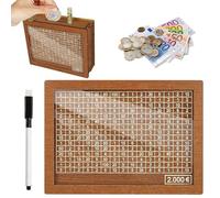 Hucha de Madera con Contador, Hucha Reutilizable con bolígrafo, Hucha con Objetivo, Hucha de Madera Retro, con Placas acrílicas, para Ayudar a Los Niños a Desarrollar el Hábito de Ahorr (2000€)