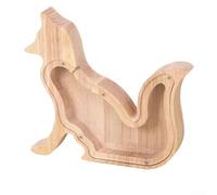Hucha de madera con forma de animal para niños, caja de ahorro de madera maciza natural con acabado suave, bonita decoración de escritorio (zorro)