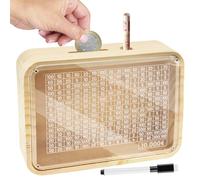 Hucha de madera, con objetivo de ahorro y números para marcar, hucha con números, con objetivo, €10,000 euros, sin montaje, hucha para ayudar a adultos y niños, el hábito de ahorrar