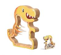 Hucha de madera de dinosaurio, bonita hucha para niños, hucha de madera irrompible, tarro de dinero con forma de animal de cualquier edad para aprender sobre ahorros, caja de dinero para regalos de