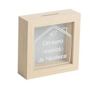 Hucha de Madera Decorativa Ahorro Hipoteca Casa, 15 x 15 x 5 cm, con Tapa y Enganche para Colgar, 360 gr