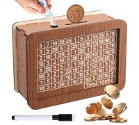 Hucha de Madera, Elegante Hucha con Contador, Hucha con Metas de Ahorro con Bolígrafo Borrable, Retro Huchas para Adultos y Niños para Ayudar a Los Niños a Desarrollar el Hábito de Ahorr (€1000)