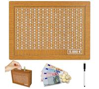 Hucha de Madera, Hucha con Contador, Cajas de Dinero Reutilizables, Caja de Dinero con Objetivo Ahorro y Números para Marcar, para Ayudar a Los Niños a Desarrollar el Hábito de Ahorr (5000)