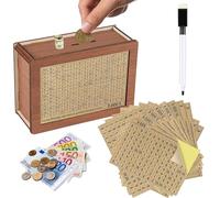 Hucha de Madera Hucha con Contador Hucha Ahorro Reutilizable con Metas de Ahorro con bolígrafo borrable para Billetes y Monedas Ayudar a Los Niños a Desarrollar el Hábito de Ahorr