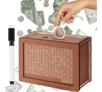 Hucha de Madera,Hucha con Contador,Hucha Reutilizable con bolígrafo,Hucha con Objetivo de Ahorro y números para marcar,para Ayudar a Los Niños a Desarrollar el Hábito de Ahorr. (D)