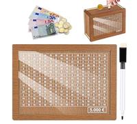 Hucha de Madera Huchas con Tablero Acrílico Hucha con Contador Reutilizable Hucha Ahorro Hucha con Objetivo Caja de Ahorros de Madera para Ayudar a Los Niños a Desarrollar el Hábito de Ahorr (5000€)