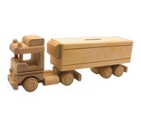 Hucha de Madera móvil Decorativa como camión, camión, camión, | Hucha para camión, camión de bajo consumo, sillín de madera de haya, para personalizar, 31 x 5 x 10 cm.