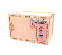Hucha de madera para niños, caja de seguridad con contraseña, diseño para armar tú mismo y caja de almacenamiento de estilo retro para