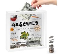 Hucha de madera personalizable con texto en alemán "Alles Gute für die Zukunft", hucha para fotos en 3D, hucha, dinero para bodas, bautizos, viajes, cumpleaños, bodas, regalo de despedida