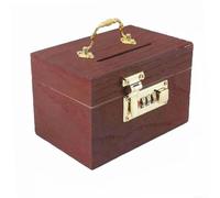 Hucha de madera retro con cerradura para niños, caja de almacenamiento segura para dinero en efectivo, para ahorros de madera, juguete financiero educativo, pequeño tesoro (sin dobladillo)