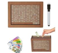 Hucha de Madera, Reutilizable Hucha Ahorro, Hucha con bolígrafo borrable Hucha Madera para Ayudar a Los Niños a Desarrollar el Hábito de Ahorr (10000€)