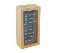 Hucha de Madera y Cristal, Torre de Ahorro, Varios Modelos, Viaje o multas de convivencia 20 x 10 x 6 cm (Resort 5*)