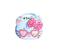 Hucha de Metal Divertida con Candado y Llave, Gran Tamaño para Niños y Niñas (Hucha Gato Azul Candado)