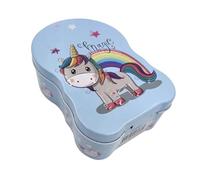 Hucha de Metal Divertida con Candado y Llave, Gran Tamaño para Niños y Niñas (Hucha Unicornio Magic Azul Candado)