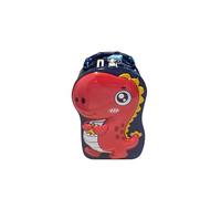 Hucha de Metal Divertida con forma de Animales, Candado y Llave, Gran Tamaño para Niños y Niñas (Hucha Patito Amarillo, Cangrejo, Dinosaurio Baby, Unicornio Baby, Pingüino) (Dino Baby Rojo)