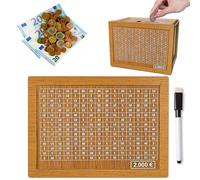 Hucha de Monedas de Madera,Hucha con Contador,Hucha con Objetivos de Ahorro y Números de Tictac,Alcancía diseño Vintage,para Ayudar a Los Niños a Desarrollar el Hábito de Ahorro (2000€)