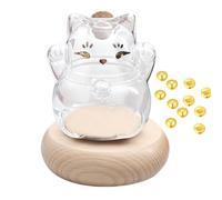 Hucha de monedas de vidrio transparente, hucha decorativa ahorrar dinero, botella de ahorro forma de gato, pequeño recipiente portátil para frijoles dorados | Monedas de botella de vidrio que forma