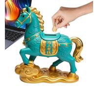 Hucha de monedas para niños - Resina chino año lunar tradicional, banco de ahorro de dinero de animales de caballo - para dormitorio, sala de estar, dormitorio, sala de estudio, estantería, mesita de