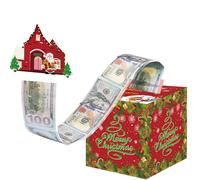 Hucha de Navidad para dinero en efectivo, soporte de dinero sorpresa para niños y adultos con 50 bolsas transparentes, caja de dinero para vacaciones, para mujeres, hombres, niñas, niños, mamá, papá