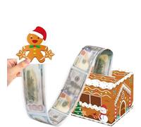 Hucha de Navidad para dinero en efectivo, soporte de dinero sorpresa para niños y adultos con 50 bolsas transparentes, caja de dinero para vacaciones, para mujeres, hombres, niñas, niños, mamá, papá