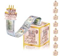 Hucha de oro rosa con texto "Happy 16th Birthday", caja de regalo para niñas, caja de presentación de dinero para regalos en efectivo