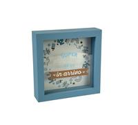 Hucha Decorativa con Marco Azul, 16 x 16 cm, diseño de bebé