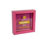 Hucha Decorativa 'Reina de Las Compras', Rosa, 16 x 16 cm, Marco con Ranura para Monedas