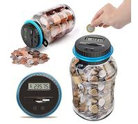 Hucha digital, capacidad de 2,5 L con pantalla LCD, conteo automático, alcancía de plástico transparente con cerradura, ideal para uso doméstico transparente