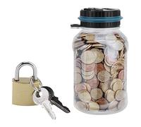 Hucha Digital con Contador, 1,8 L Banco de Monedas, Hucha Electrónica de para Euros, Bote Automática para Contar Monedas y Ahorrar Dinero con Cerradura, Caja de Moneda con Pantalla LCD de Alcancía